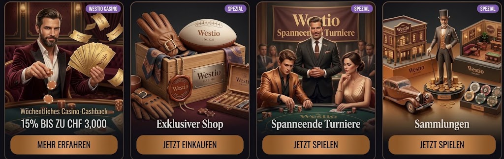 Westio Casino app interface showcasing a selection of different casino games for players.